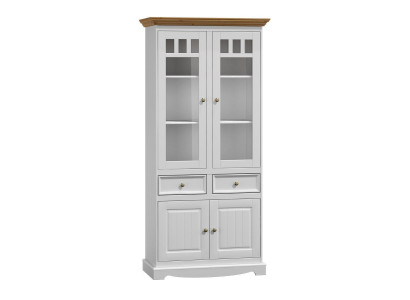 Classic living room furniture white brown wood showcase display cabinet furniture