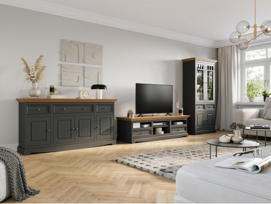 Living room wall unit wood dresser + TV sideboard Italian country house furniture 3-piece set new