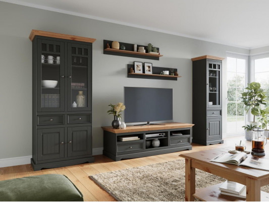 Living room wall unit set display cabinet TV sideboard wall shelves sideboards cabinet wood furniture 5 piece set.