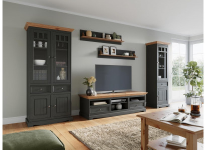 Living room wall unit set display cabinet TV sideboard wall shelves sideboards cabinet wood furniture 5 piece set.