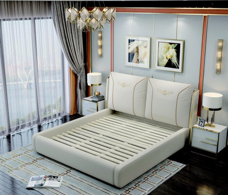 Bed 2x Nightstand 3-piece Bedroom Set Design Modern Luxury Bedroom Hotel
