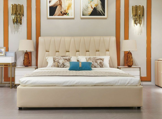 Bed 2x Nightstand 3-piece Bedroom Set Design Modern Luxury Bed Group New