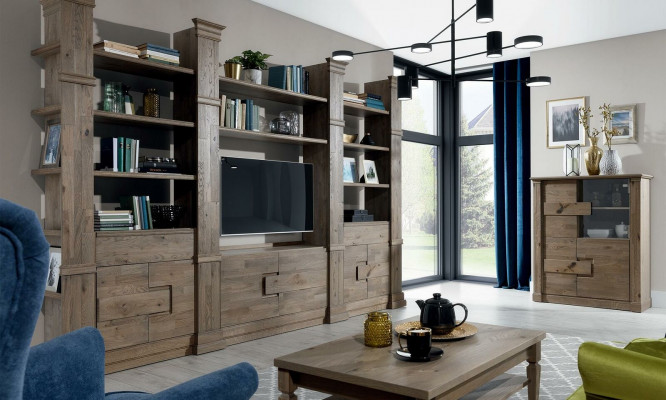 Living room wall unit cabinet system country house dresser TV