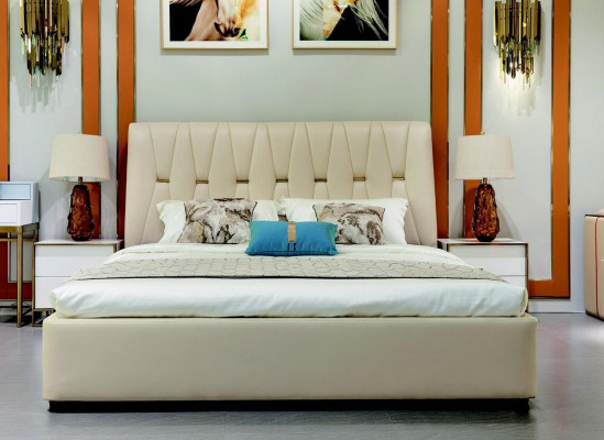 Bed Cushion Design Luxury Metal Double Hotel Beds Matrimonial Sleeping Room Textile