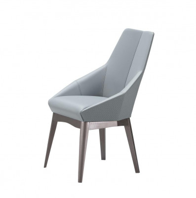 Luxury Armchair Chairs Design Dining Room Stainless Steel Gray Leather Chair Elegant Furniture