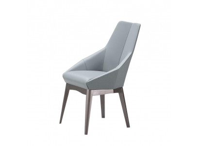 Luxury Armchair Chairs Design Dining Room Stainless Steel Gray Leather Chair Elegant Furniture