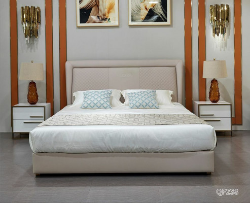 Bed Beds Wood Leather Upholstery Marriage Design Leather Hotel Box Spring Furniture 180x200