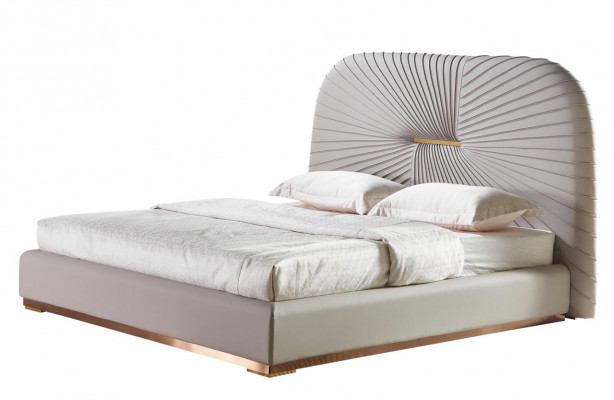 Double bed, bedroom, beige, new, creative, modern design, furniture, wood, luxury beds