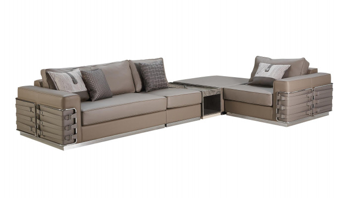 Brown sectional sofa, living area couch, corner suite, leather, new creative furniture design