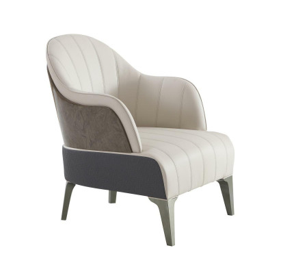 Armchair Living Room Modern Design Beige Leather Luxury Lounge Club Furniture