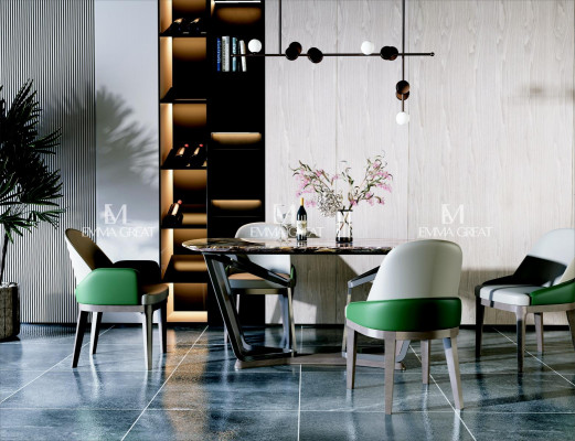 Designer dining room chair set metal tables armchairs 4x chairs + table set