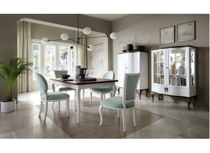 Dining room set classical table 4x chairs display cabinet sideboard 7-piece