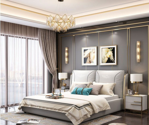 Complete set bed 2x bedside table 3-piece bedroom sets designer luxury beds