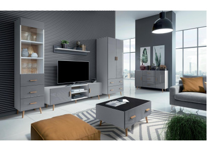 Living room modern style wall unit 4-piece set modern wall unit display cabinets shelf cabinet