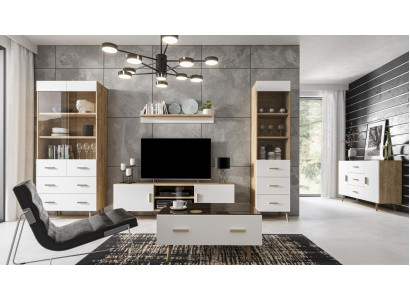 Living room wall unit set display cabinet sideboard wall shelf showcases 4-piece set.