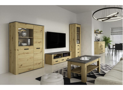 Living room sideboard 2x display cabinet 3-piece. New wall unit living room furniture set designer