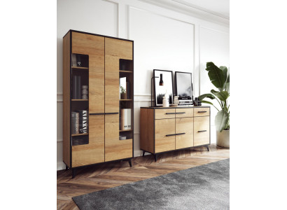 Design dressers cabinet furniture wood luxury living wall sideboard display cabinet 2-piece set