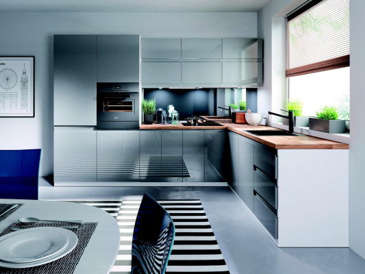 Modern kitchen L-shaped kitchen cabinet design furniture custom-made kitchen unit gray