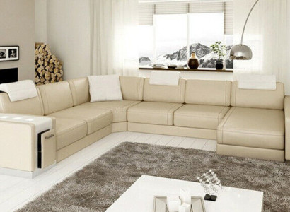 Sectional sofa living landscape U-shaped upholstered couch leather sofa stool