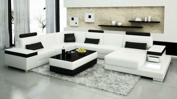 Leather sofa designer sofa U-shaped living landscape couch upholstery decor corner sofa