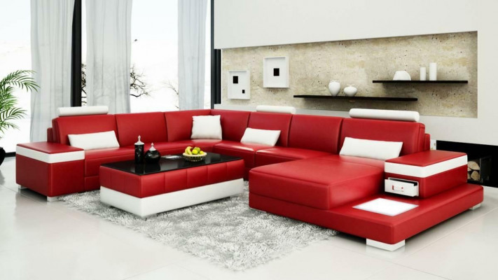 Leather sofa designer sofa U-shaped living landscape couch upholstery decor corner sofa