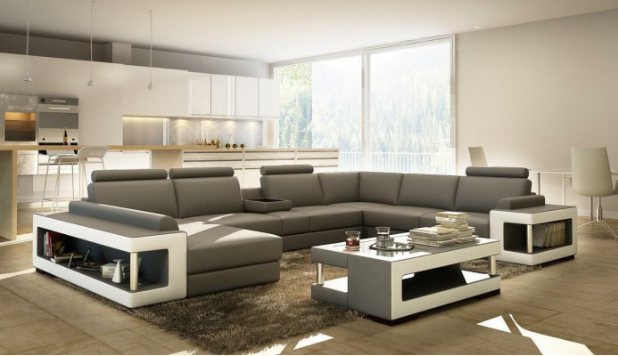 Living landscape luxury trend collection couch leather sofa U-shaped seat