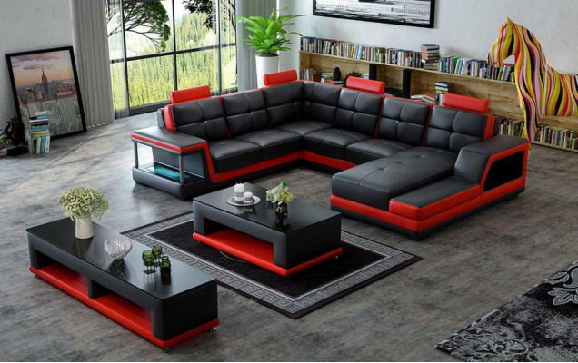 U-shaped living area corner sofa coffee table sideboard design large sofa new