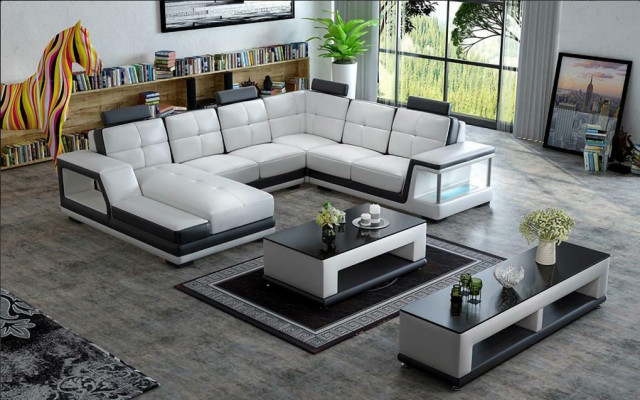 U-shaped living area corner sofa coffee table sideboard design large sofa new