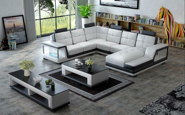 U-shaped living area corner sofa coffee table sideboard design large sofa new