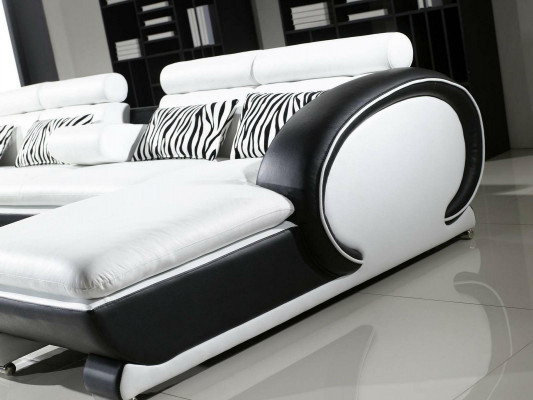 Leather sofa corner sofa +2x stool set padded U-shape couch design