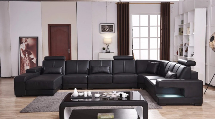 XXL BIG living landscape U-shape corner sofa couch upholstery decoration suite