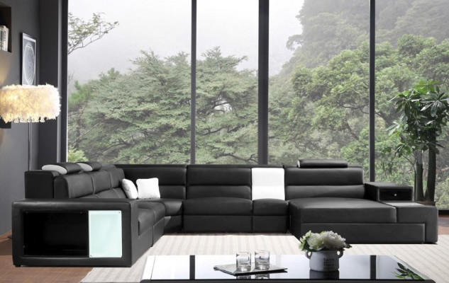 Corner sofa leather sofa big XXL U shape living landscape sofa decor couch set