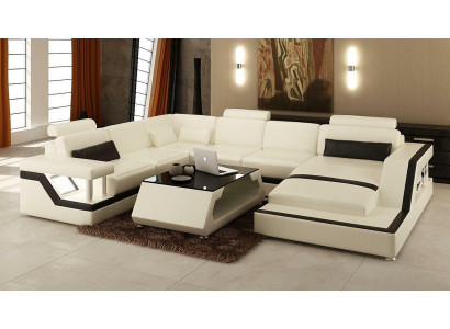 Illuminated living room corner sofa upholstery corner seating set leather couches