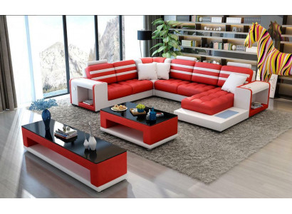 Corner sofa upholstery U-shaped corner sofa coffee table sideboard leather sofa living area