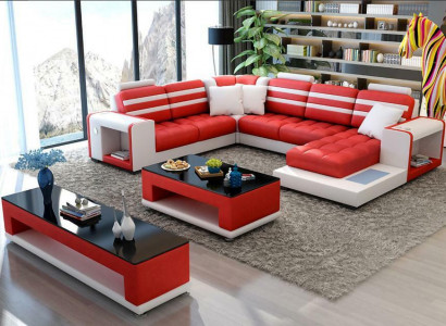 Corner sofa upholstery U-shaped corner sofa coffee table sideboard leather sofa living area