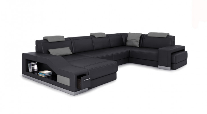 Living area corner sofa U-shape corner couch LED illuminated sofa couch