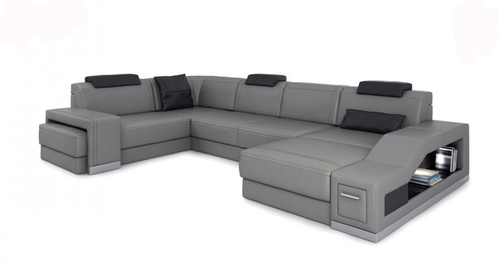 Living area corner sofa U-shape corner couch LED illuminated sofa couch