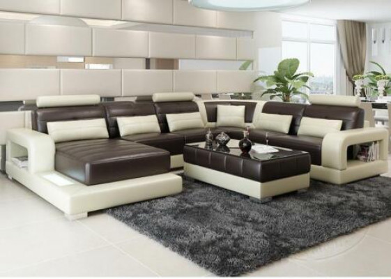 Brown leather corner sofa couch design seating upholstery suite