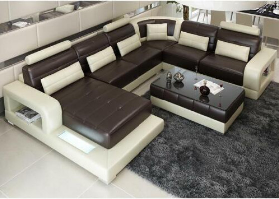 Brown leather corner sofa couch design seating upholstery suite