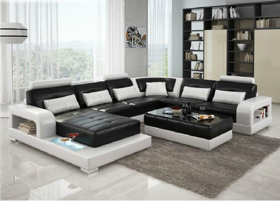 Brown leather corner sofa couch design seating upholstery suite