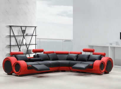Designer sofa set living area couch corner sofa leather textile upholstery