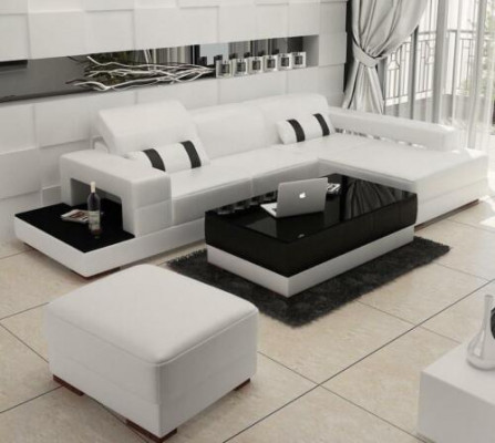 Leather sofa L-shaped couch living landscape corner sofa corner suite design
