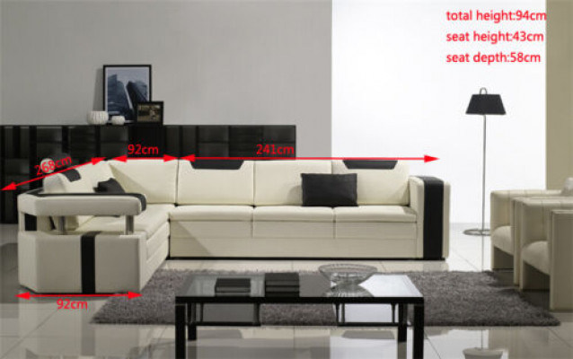 Designer living room corner sofa couch upholstered seat corner suite