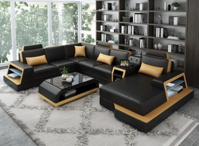 U-shaped sofa couch upholstery set corner sofa living landscape leather design