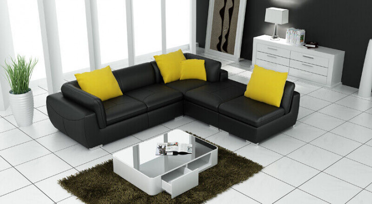 Leather sofa L-shape couch living area corner sofa suite decor design modern