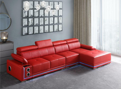 Couch Illuminated Leather Corner Sofa L Shape Sound LED Speakers Modern