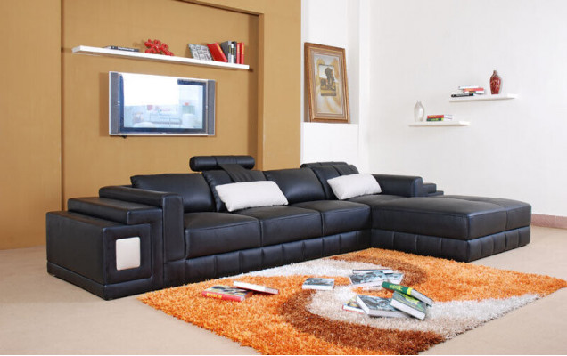 Corner sofa leather sofa couch upholstery corner living landscape seating suite L-shape