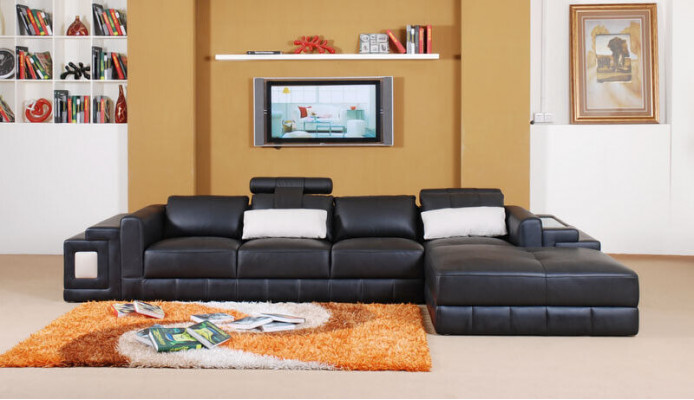 Corner sofa leather sofa couch upholstery corner living landscape seating suite L-shape