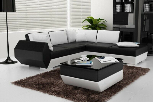 Corner sofa leather sofa upholstered living area couch sofa corner suite L shape