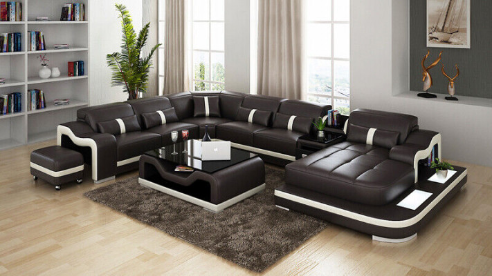 U-shaped sofa couch upholstery set living landscape corner sofa leather
